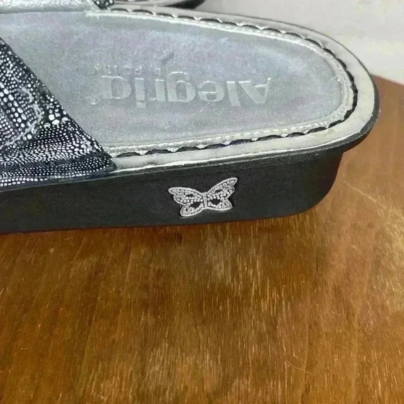 Alegria Vanessa Circulate Leather Sandals Silver Black Women's Size 38 US Sz 7 - Picture 4 of 10